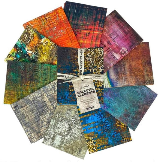 Abandoned 2 10 Fat Quarter Bundle, Free Spirit FB4FQTH-ABANDONED2, Modern Urban Edgy Fat Quarters, Tim Holtz Eclectic Elements