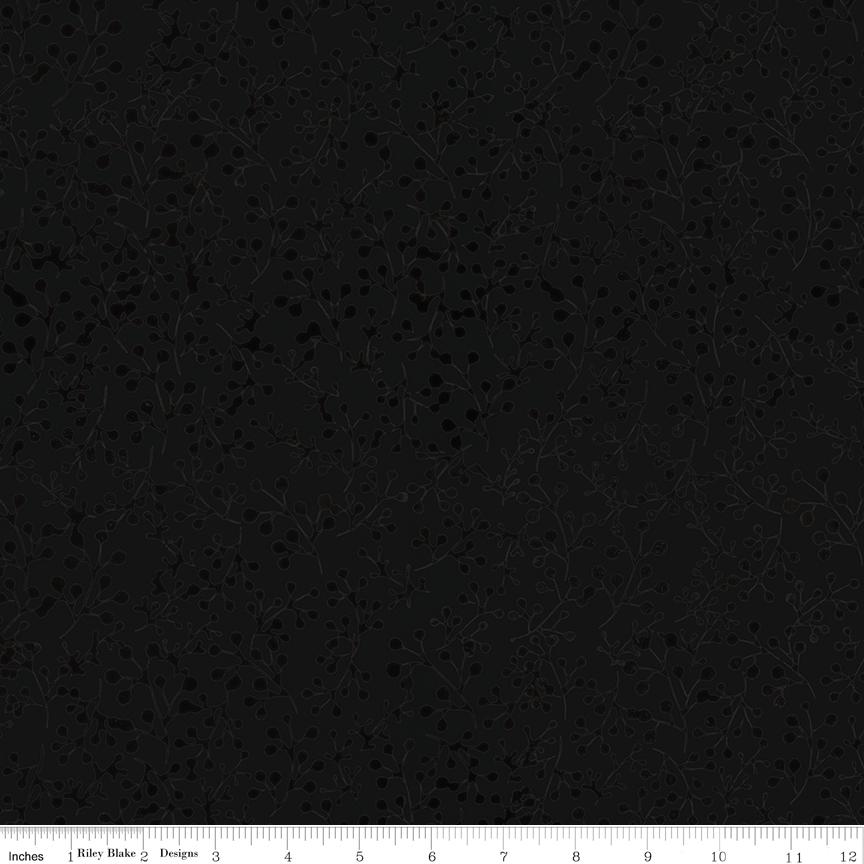 Expressions Batiks Flora Noire 10" Stacker, Riley Blake 10-23684-42, 10" Precut Black White Gray Batik Quilt Fabric Squares