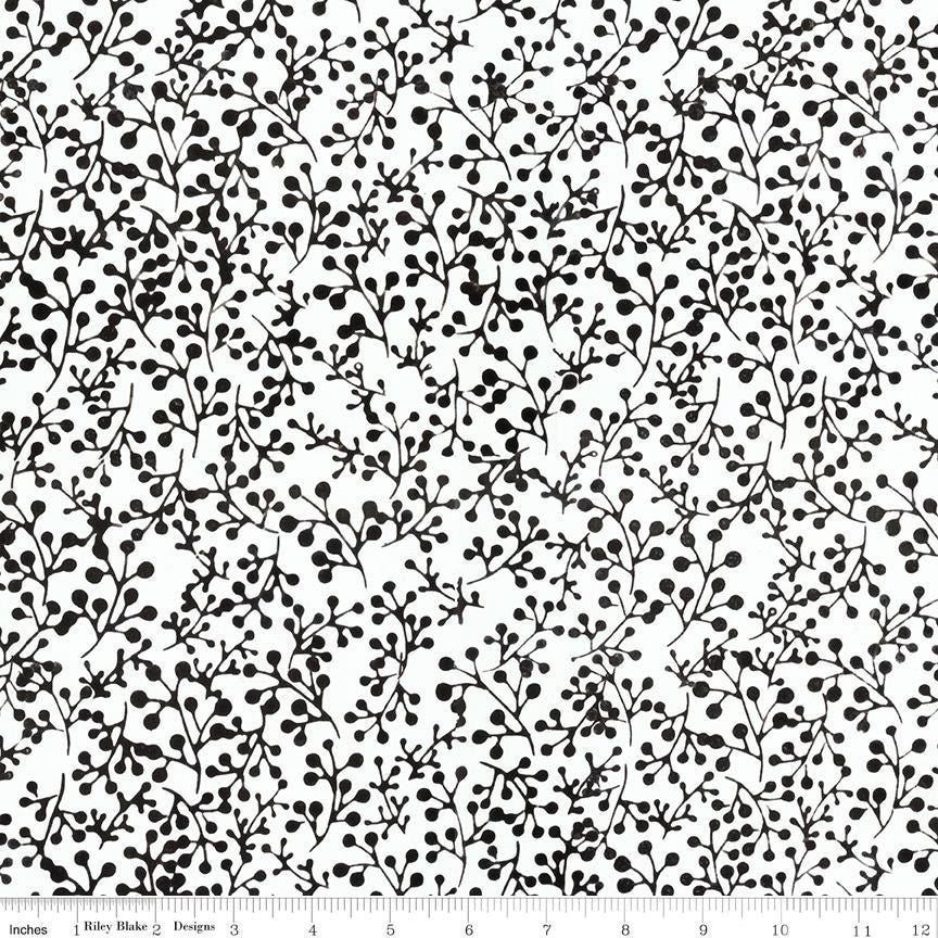 Expressions Batiks Flora Noire 5" Stacker, Riley Blake 5-23684-42, 5" Precut Black White Gray Batik Quilt Fabric Squares