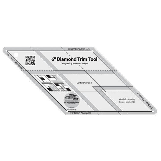 6" Diamond Trim Tool, Creative Grids CGRJAW15, Easy Pieced Diamonds Lone Star Ruler, Jean Ann Wright