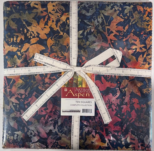 Artisan Batiks Aspen 10" Ten Square, Robert Kaufman TEN-1459-42, 10" Precut Autumn Fall Leaves Batik Fabric Squares