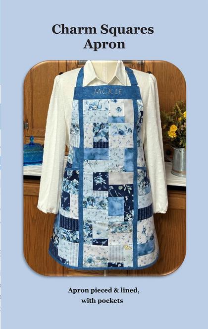 Charm Squares Apron Pattern, Joyce Minnis JMD-203, Precut 5" Charm Pack Friendly Adult Apron Pattern