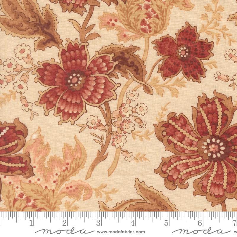 Le Jardin Rouge 10" Layer Cake, Moda 36150LC, 10" Precut Red Pink Beige Tan Green Cream Floral Layer Cake Fabric Squares, French General