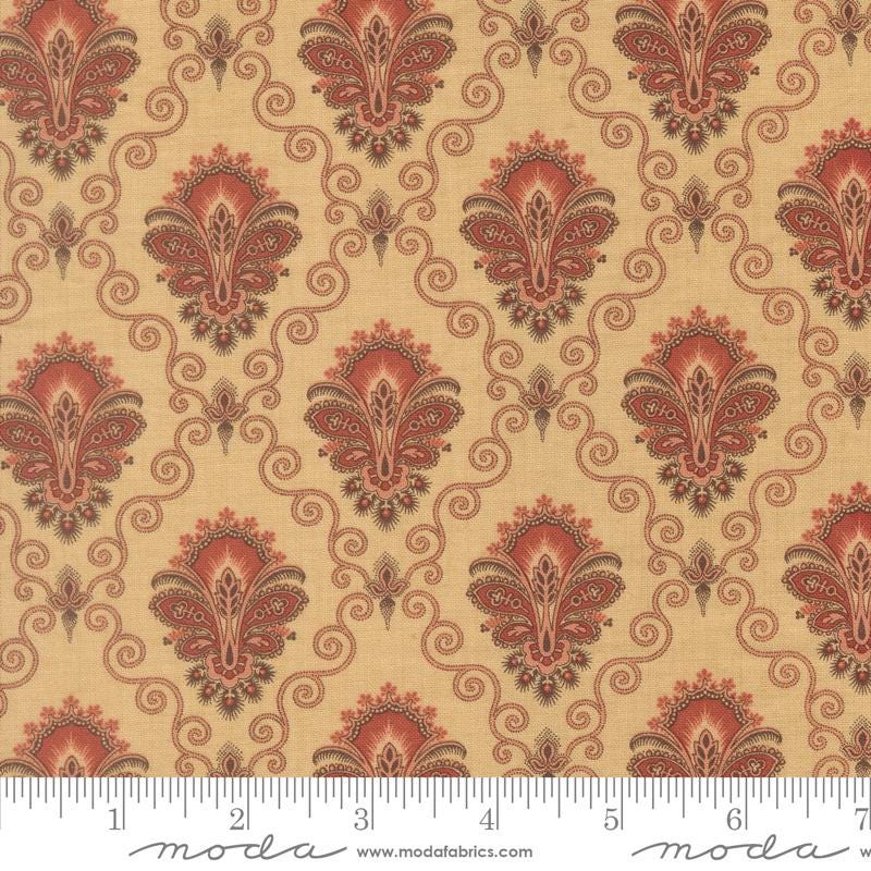 Le Jardin Rouge 5" Charm Pack, Moda 36150PP, 5" Precut Red Pink Beige Tan Green Cream Floral Charm Pack Fabric Squares, French General