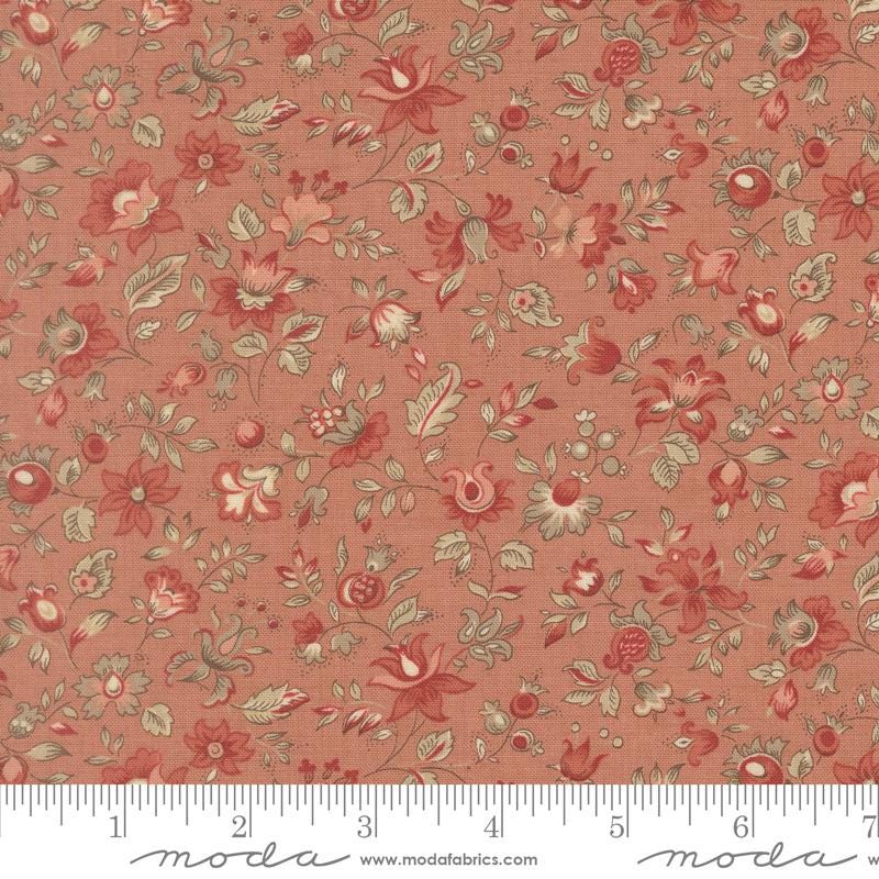 Le Jardin Rouge 10" Layer Cake, Moda 36150LC, 10" Precut Red Pink Beige Tan Green Cream Floral Layer Cake Fabric Squares, French General