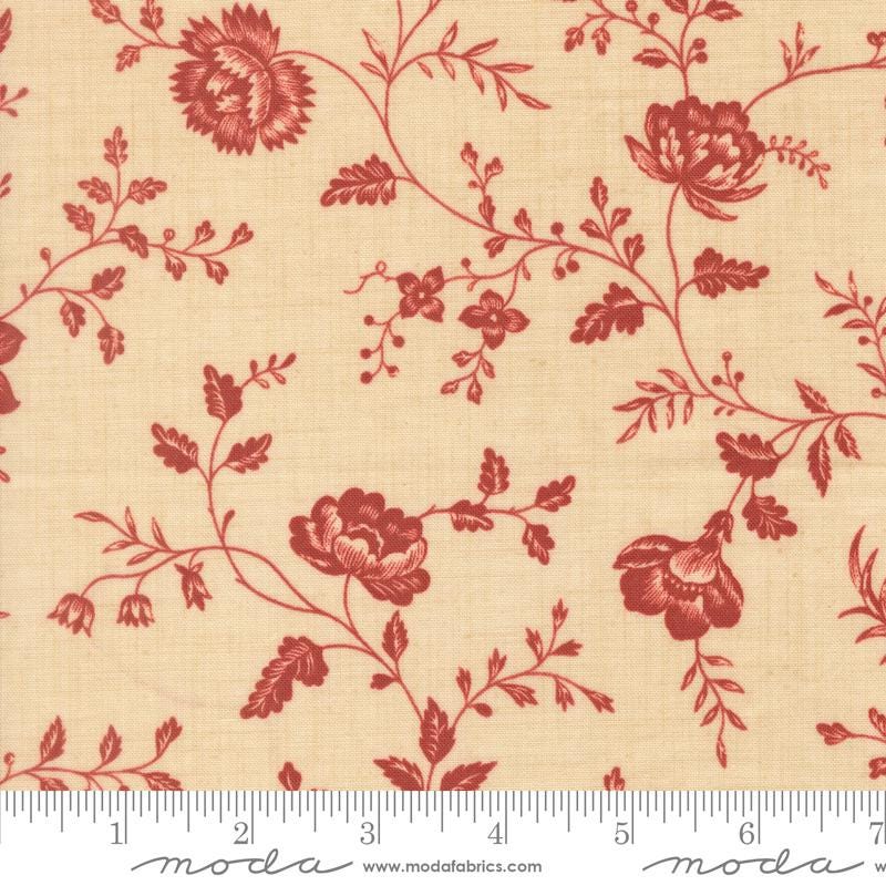 Le Jardin Rouge 10" Layer Cake, Moda 36150LC, 10" Precut Red Pink Beige Tan Green Cream Floral Layer Cake Fabric Squares, French General