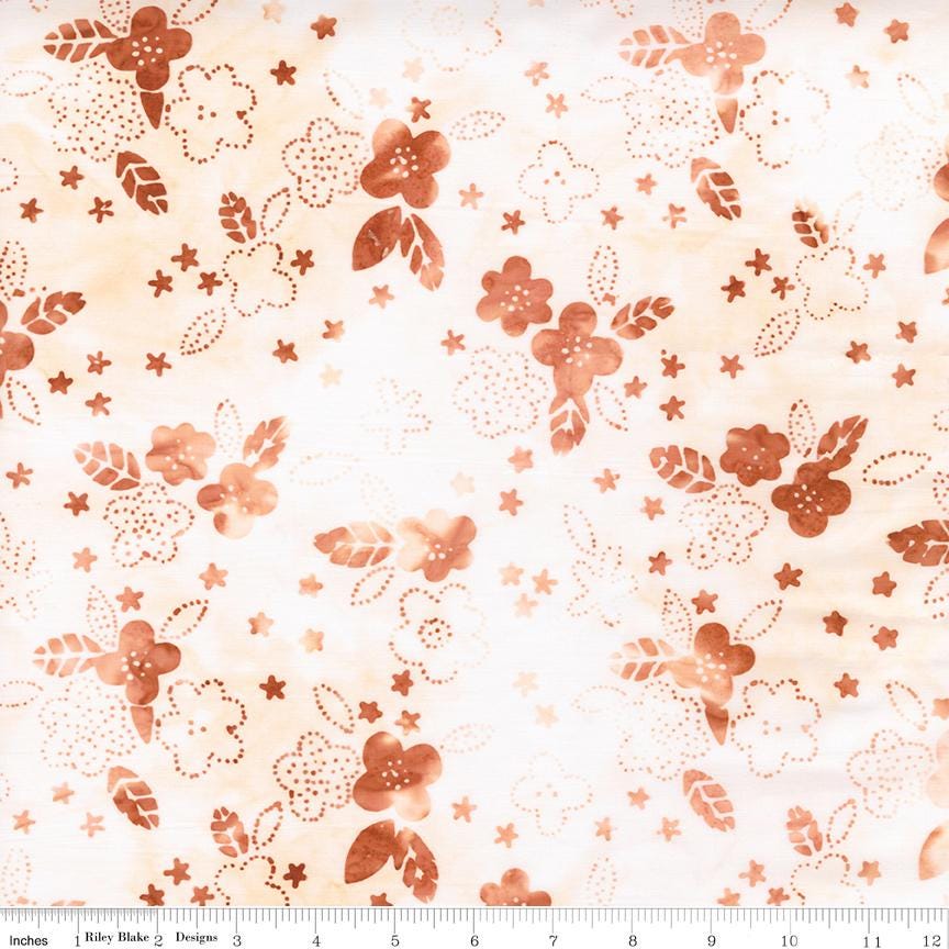 Expressions Batiks Boho 5" Stacker, Riley Blake 5-BT23777-42, Precut 5" Terra Cotta Teal Taupe Hearts Floral Batik Quilt Fabric Squares