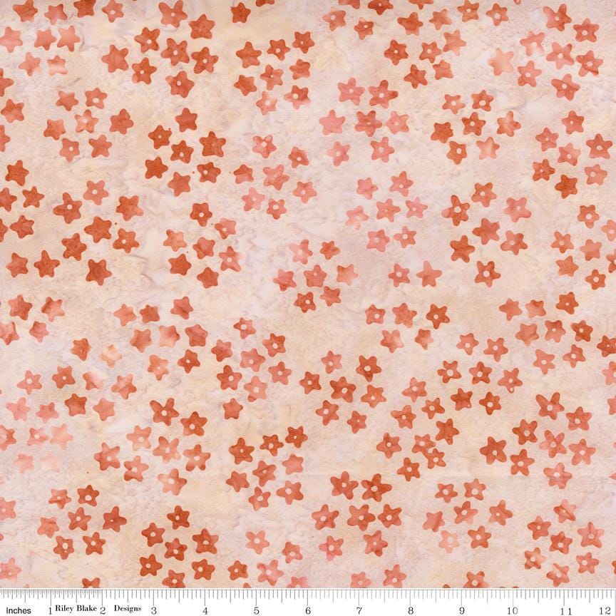 Expressions Batiks Boho 5" Stacker, Riley Blake 5-BT23777-42, Precut 5" Terra Cotta Teal Taupe Hearts Floral Batik Quilt Fabric Squares
