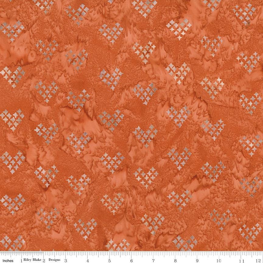 Expressions Batiks Boho 5" Stacker, Riley Blake 5-BT23777-42, Precut 5" Terra Cotta Teal Taupe Hearts Floral Batik Quilt Fabric Squares