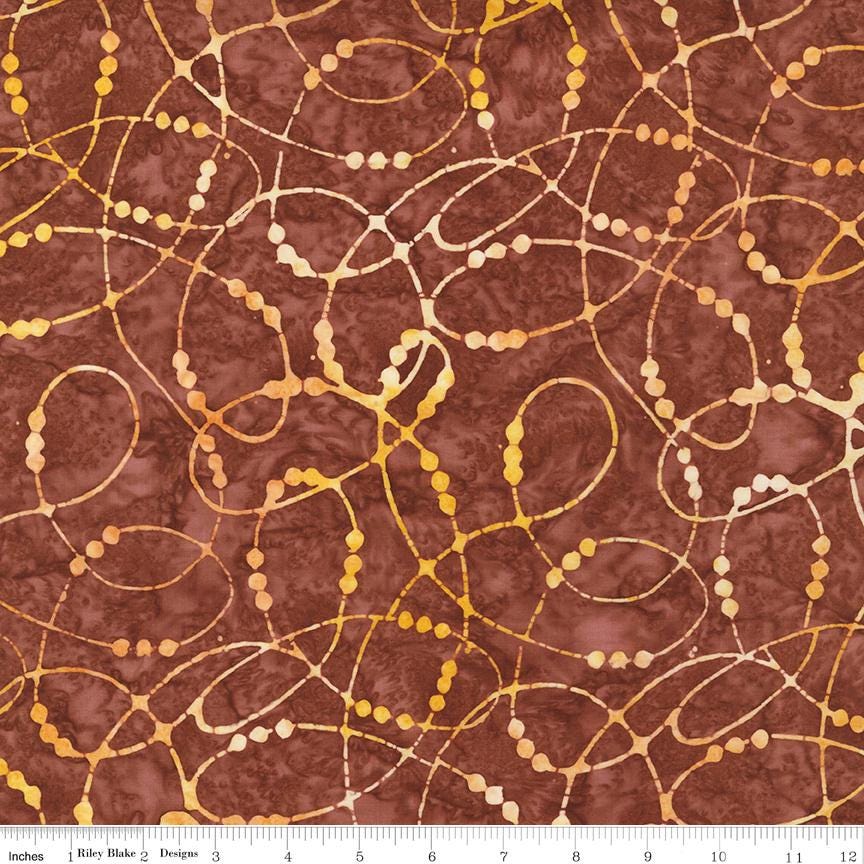Expressions Batiks Verdant Muse 5" Stacker, Riley Blake 5-BT23786-42, Precut 5" Burgundy Gold Blue Cream Green Batik Fabric Squares, Gervais
