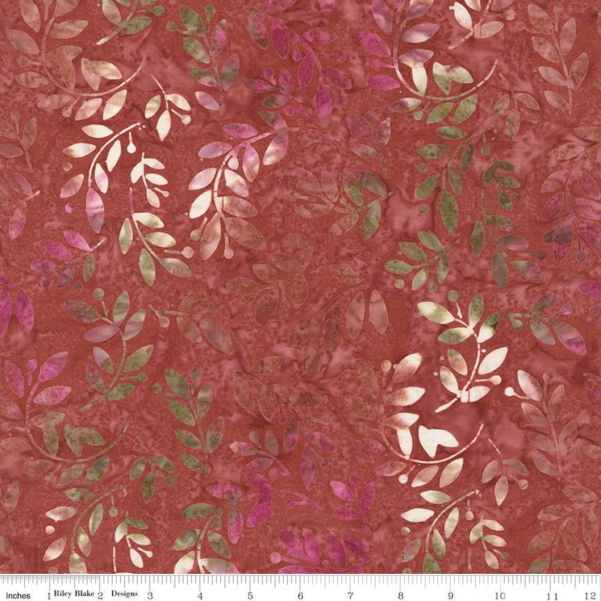 Expressions Batiks Verdant Muse 5" Stacker, Riley Blake 5-BT23786-42, Precut 5" Burgundy Gold Blue Cream Green Batik Fabric Squares, Gervais