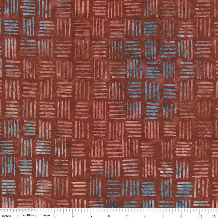 Expressions Batiks Verdant Muse 5" Stacker, Riley Blake 5-BT23786-42, Precut 5" Burgundy Gold Blue Cream Green Batik Fabric Squares, Gervais