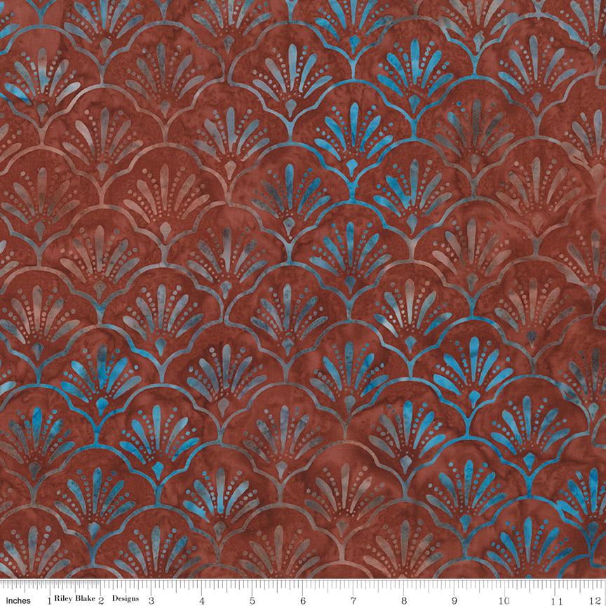 Expressions Batiks Verdant Muse 5" Stacker, Riley Blake 5-BT23786-42, Precut 5" Burgundy Gold Blue Cream Green Batik Fabric Squares, Gervais