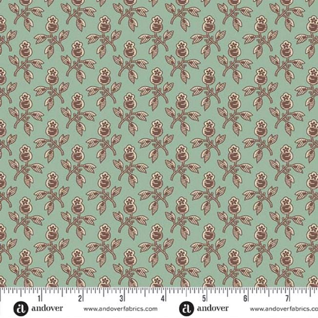 Paradise 5" Charm Pack, Andover 5-PARA-42, 5" Precut Green Orange Purple Beige Red Blue Floral Fabric Charm Squares, Renee Nanneman