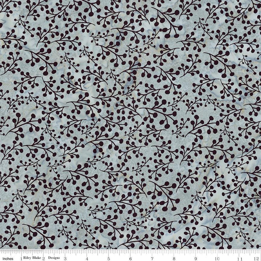 Expressions Batiks Flora Noire 10" Stacker, Riley Blake 10-23684-42, 10" Precut Black White Gray Batik Quilt Fabric Squares