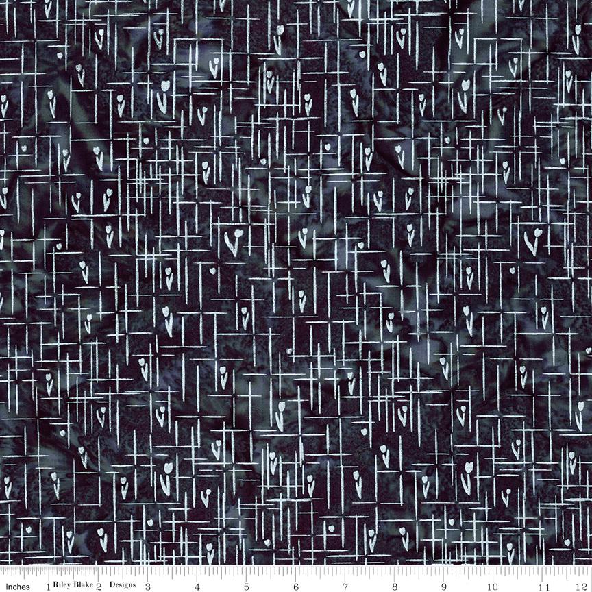Expressions Batiks Flora Noire 2.5" Rolie Polie, Riley Blake RP-23684-40, 2.5" Precut Black White Gray Batik Quilt Fabric Strips