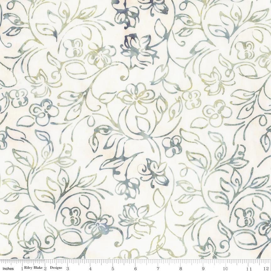 Expressions Batiks Flora Noire 10" Stacker, Riley Blake 10-23684-42, 10" Precut Black White Gray Batik Quilt Fabric Squares
