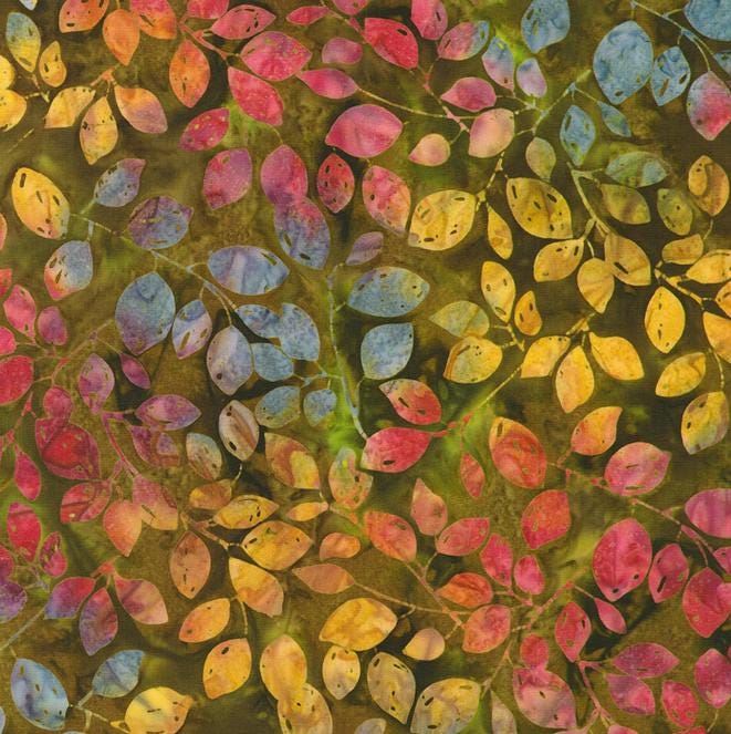 Artisan Batiks Aspen 2.5" Roll Up, Robert Kaufman RU-1386-40, 2.5" Precut Autumn Fall Leaves Batik Fabric Strips