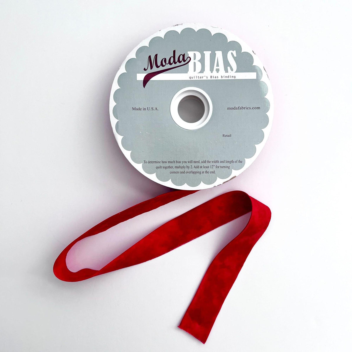 2.25" Single Fold Bias Binding - Moda Marbles Christmas Red, Moda QB2 4101, Premade 2.25" Bias Binding By the Yard