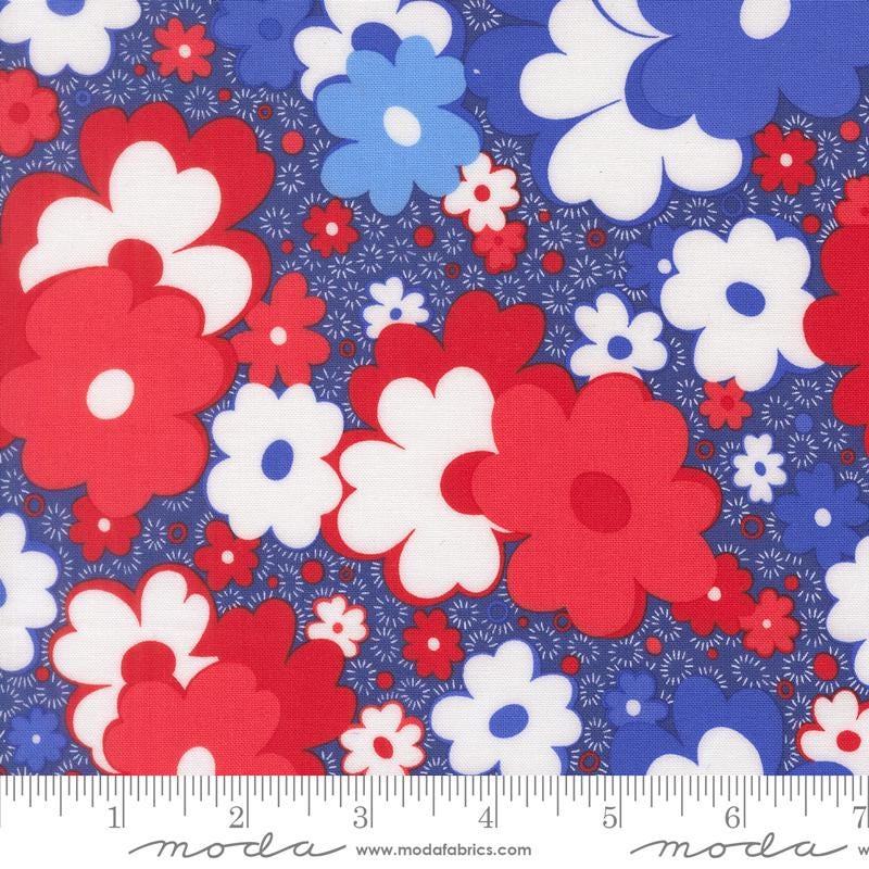On the Porch 5" Charm Pack, Moda 22510PP, 5" Precut Patriotic Floral Fabric Squares, Me and My Sister