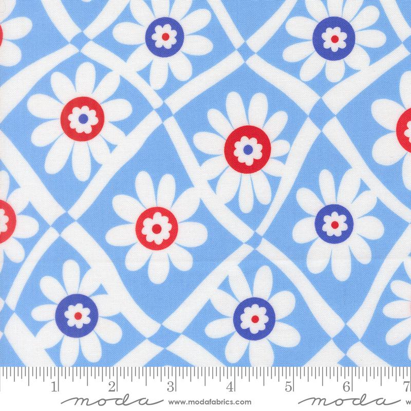 On the Porch 5" Charm Pack, Moda 22510PP, 5" Precut Patriotic Floral Fabric Squares, Me and My Sister