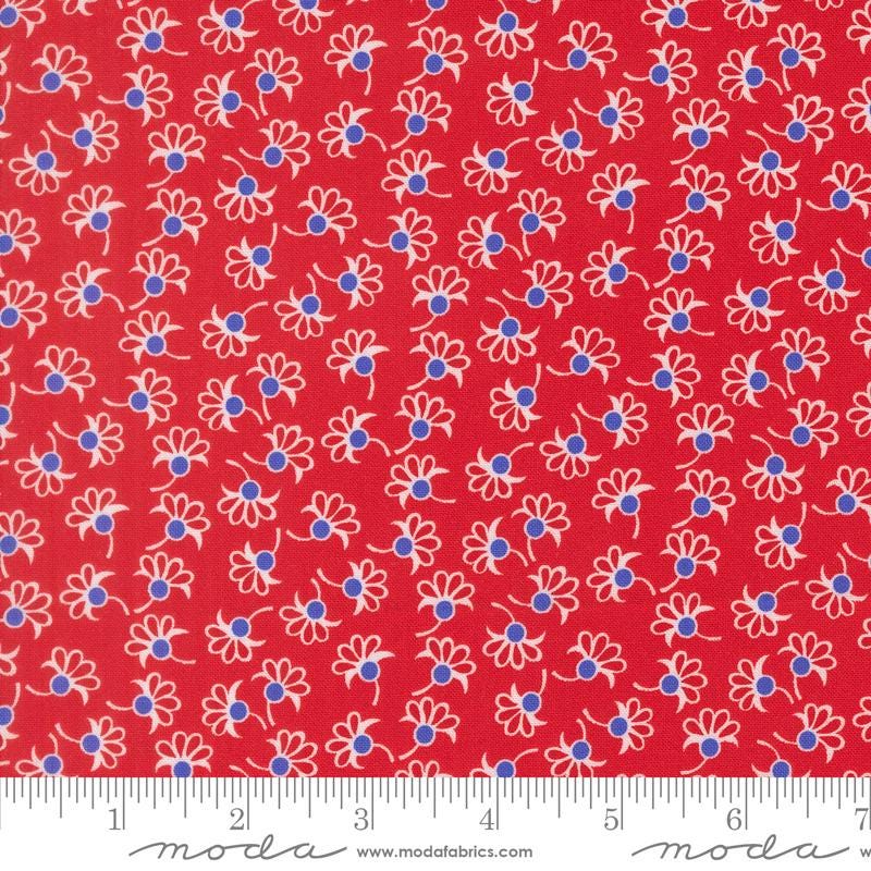 On the Porch 5" Charm Pack, Moda 22510PP, 5" Precut Patriotic Floral Fabric Squares, Me and My Sister