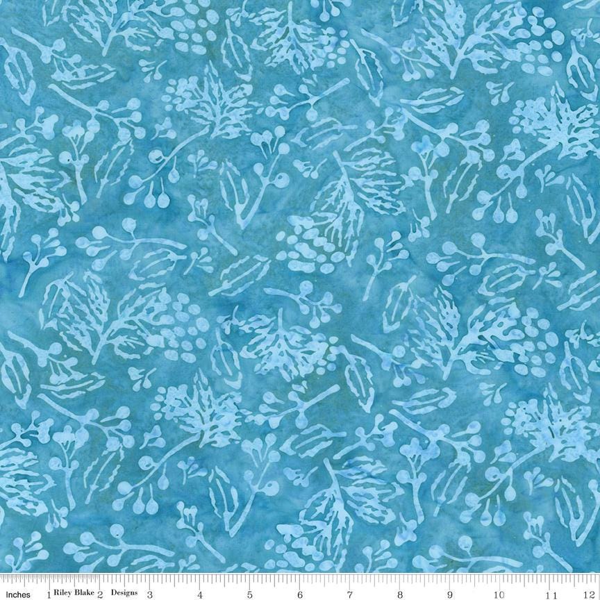 Expressions Batiks Holiday Charm 5" Stacker, Riley Blake 5-23664B-42 Midwinter Teal, Precut 5" Christmas Winter Batik Quilt Fabric Squares