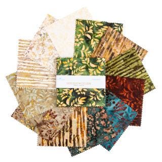 Expressions Batiks Holiday Charm 5" Stacker, Riley Blake 5-23664C-42 Smoky Grove, Precut 5" Christmas Winter Batik Quilt Fabric Squares