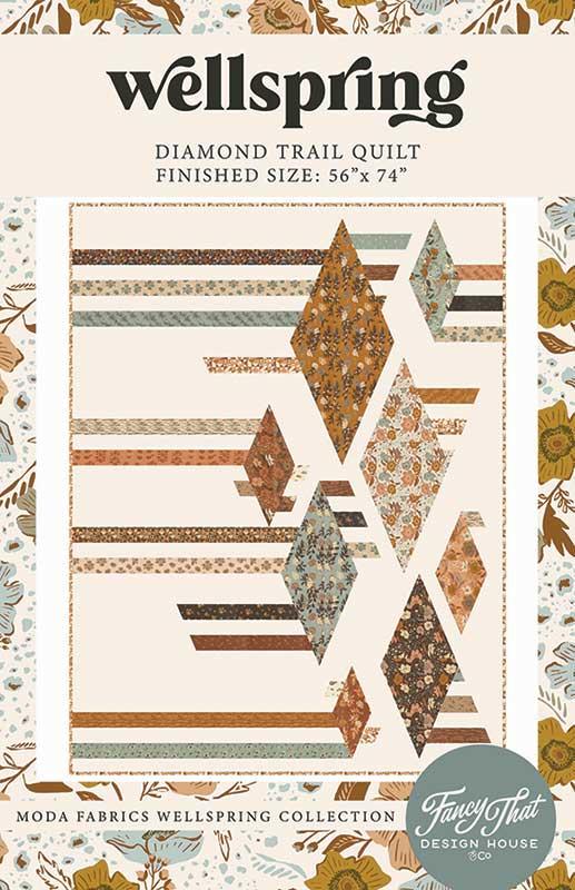 Diamond Trail Quilt Pattern, Fancy That Design FTD254, Jelly Roll Yardage Friendly Modern Contemporary Large Diamonds Throw Quilt Pattern