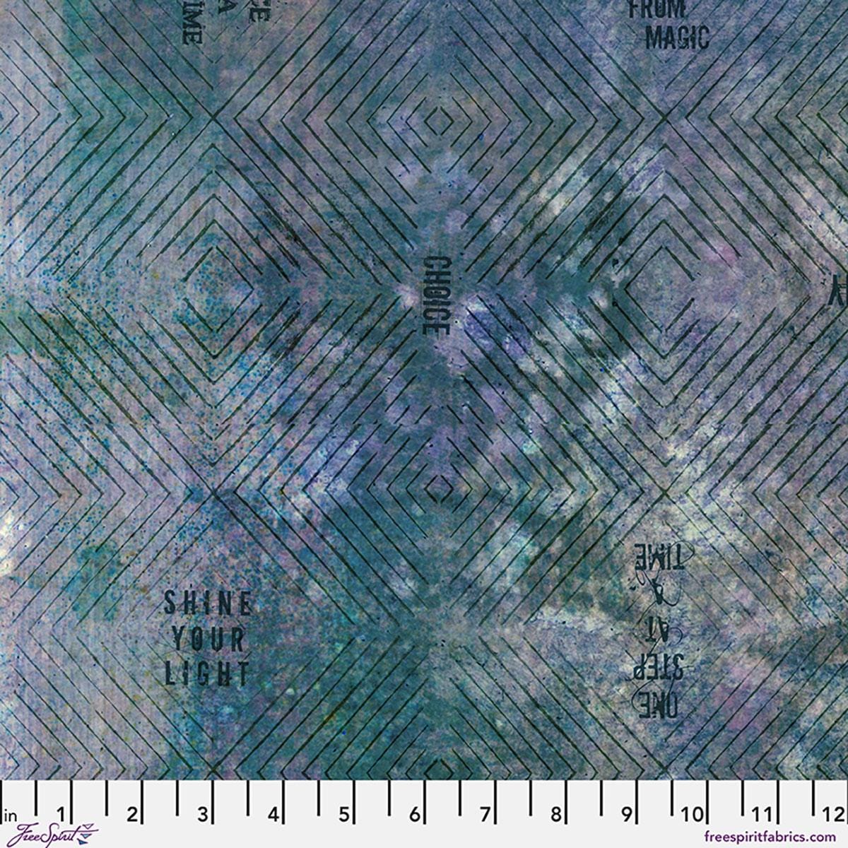 One Layer Away- Blue Enchanted Ombre Fabric, Free Spirit PWSE059.CELESTIAL, Modern Contemporary Urban Inspirational Cotton Fabric, Apter