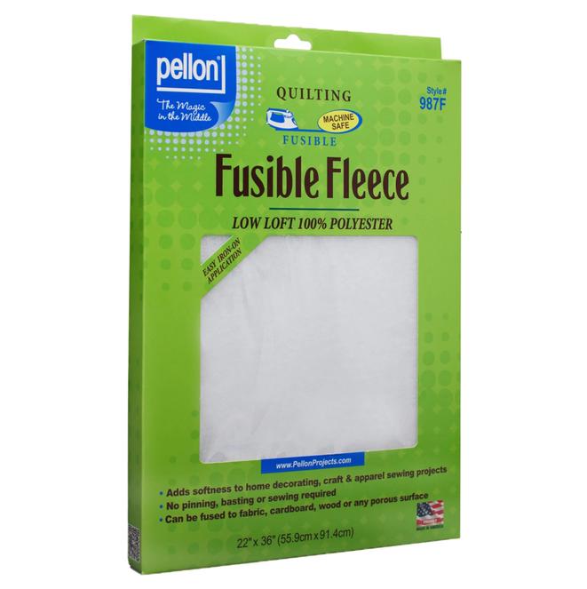 Fusible Fleece 22" x 36", Pellon 987FPKG, Low Loft Fusible Polyester Batting, One Sided Fusible Fleece