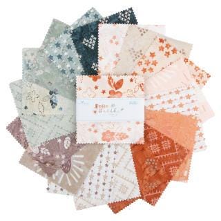 Expressions Batiks Boho 5" Stacker, Riley Blake 5-BT23777-42, Precut 5" Terra Cotta Teal Taupe Hearts Floral Batik Quilt Fabric Squares