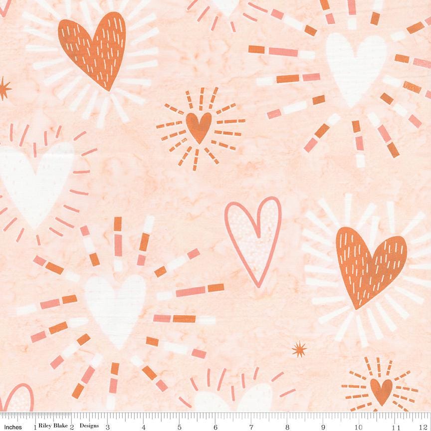 Expressions Batiks Boho 5" Stacker, Riley Blake 5-BT23777-42, Precut 5" Terra Cotta Teal Taupe Hearts Floral Batik Quilt Fabric Squares