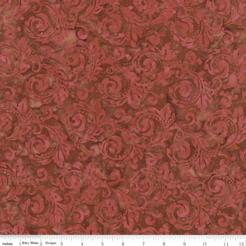Expressions Batiks Verdant Muse 5" Stacker, Riley Blake 5-BT23786-42, Precut 5" Burgundy Gold Blue Cream Green Batik Fabric Squares, Gervais