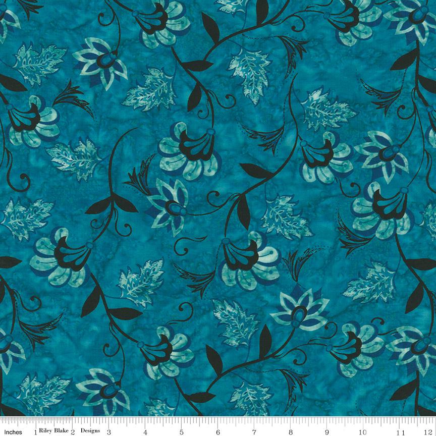 Expressions Batiks Verdant Muse 5" Stacker, Riley Blake 5-BT23786-42, Precut 5" Burgundy Gold Blue Cream Green Batik Fabric Squares, Gervais