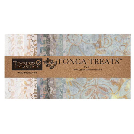 Tonga Truffle Batik 5" Squares, Timeless Treasures Treat-Mini42 Truffle 5" Precut Cream Gray Neutral Batik Charm Pack Fabric Squares