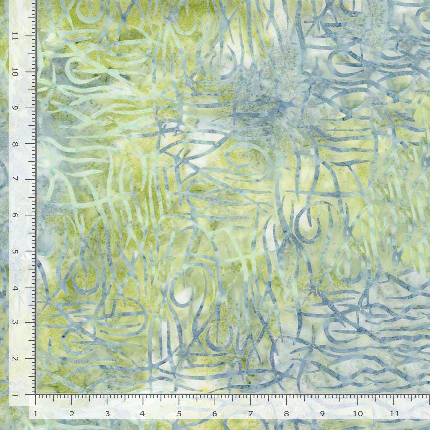 108" XTONGA - Blue Green Gray Allover Twigs Batik Wide Quilt Back Fabric, Timeless Treasures Xtonga B3128-Haze, Wide Backing, By the Yard