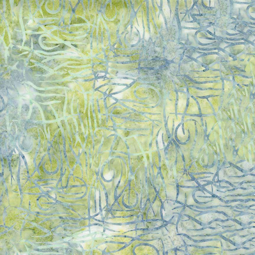 108" XTONGA - Blue Green Gray Allover Twigs Batik Wide Quilt Back Fabric, Timeless Treasures Xtonga B3128-Haze, Wide Backing, By the Yard