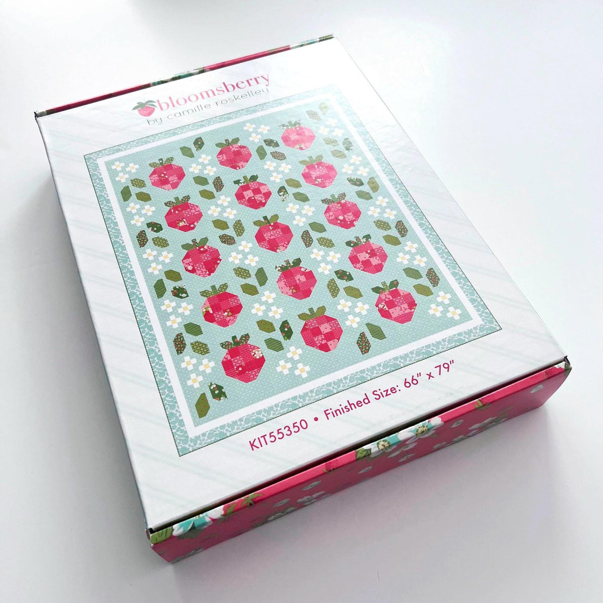 Bloomsberry Quilt KIT, Moda KIT55350, Spring Summer Strawberries Throw Quilt Kit, Camille Roskelley