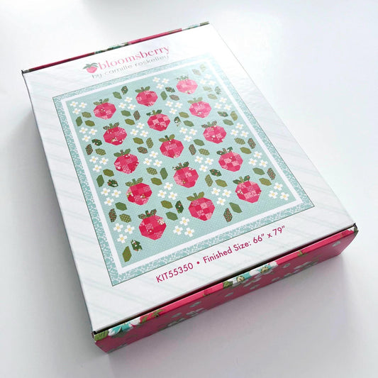 Bloomsberry Quilt KIT, Moda KIT55350, Spring Summer Strawberries Throw Quilt Kit, Camille Roskelley