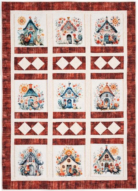 Panel Perfect 3-Yard Quilts Pattern Book, Fabric Cafe FC 032543, 8 Lap Throw Quilt Patterns for Panels