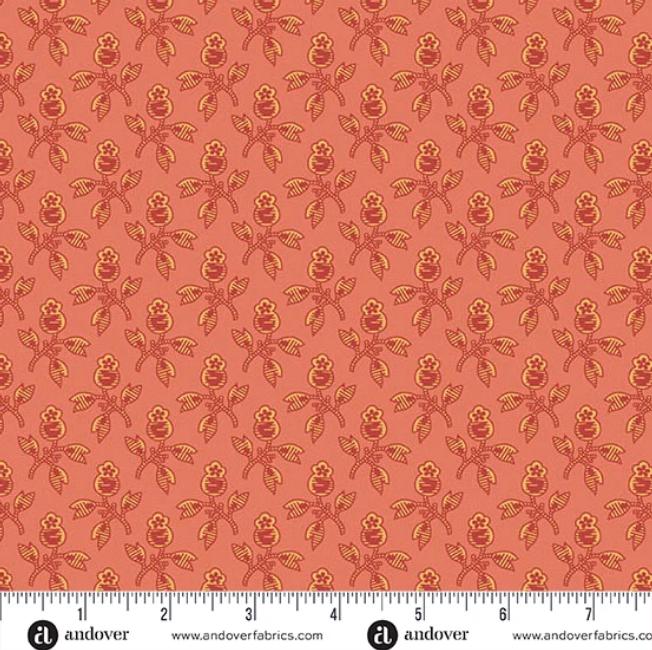 Paradise 5" Charm Pack, Andover 5-PARA-42, 5" Precut Green Orange Purple Beige Red Blue Floral Fabric Charm Squares, Renee Nanneman