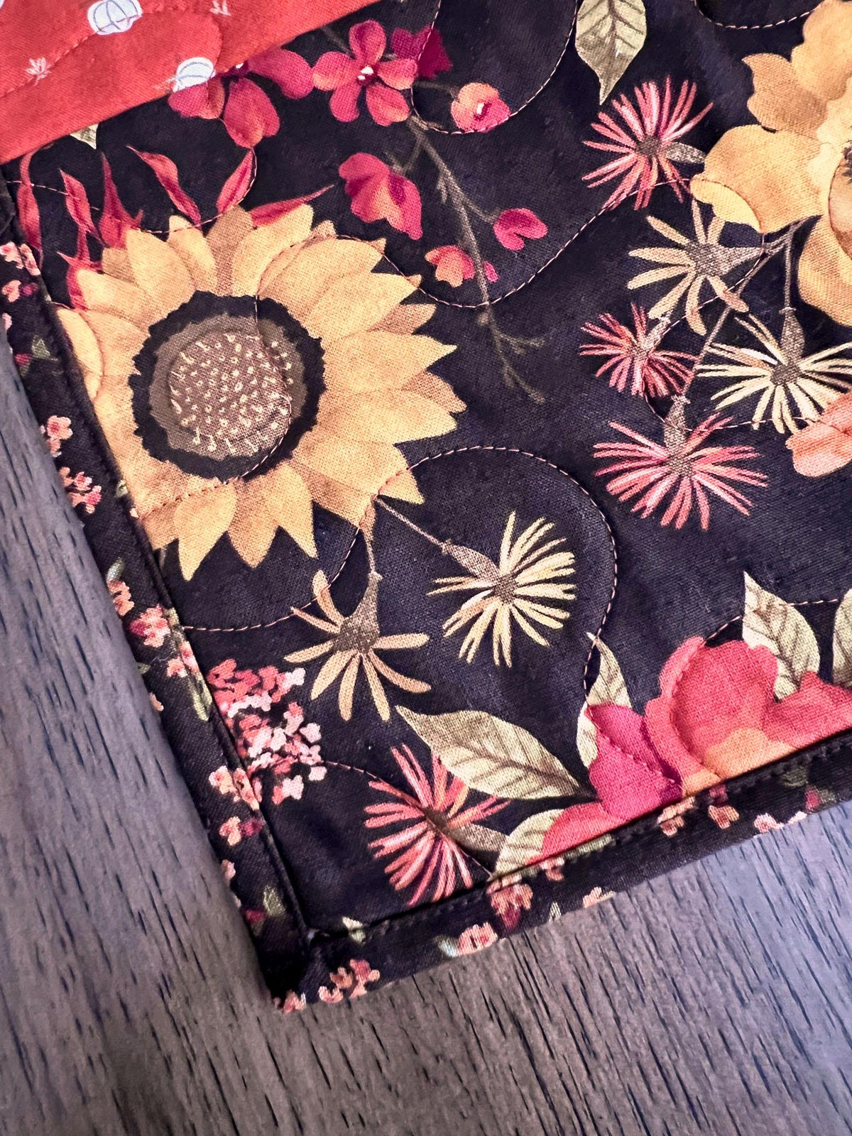 Autumn Floral Striped Quilted Table Runner, 16" x 55.5", Riley Blake Bountiful Table Topper Quilt