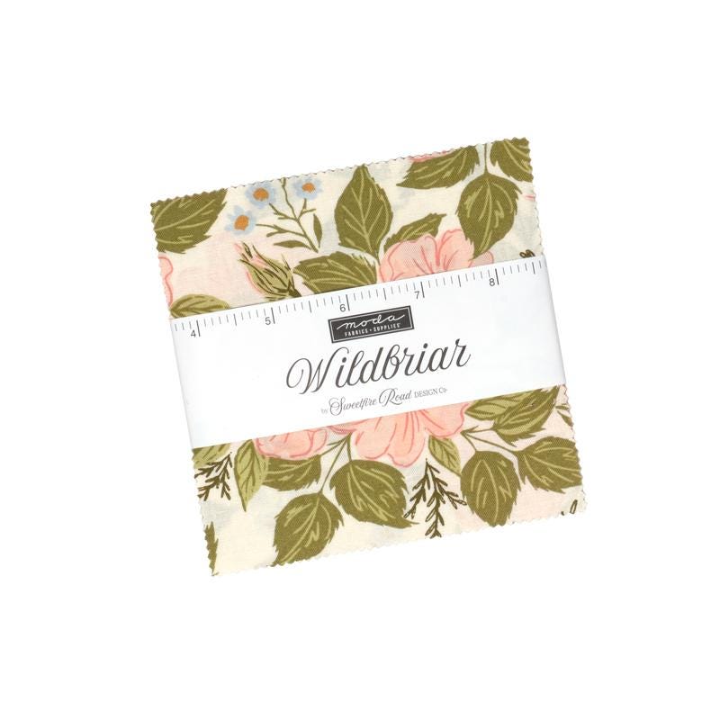 Wildbriar 5" Charm Pack, Moda 43220PP, 5" Precut Pink Blue Golden Brown Floral Charm Pack Fabric Squares, Sweetfire Road