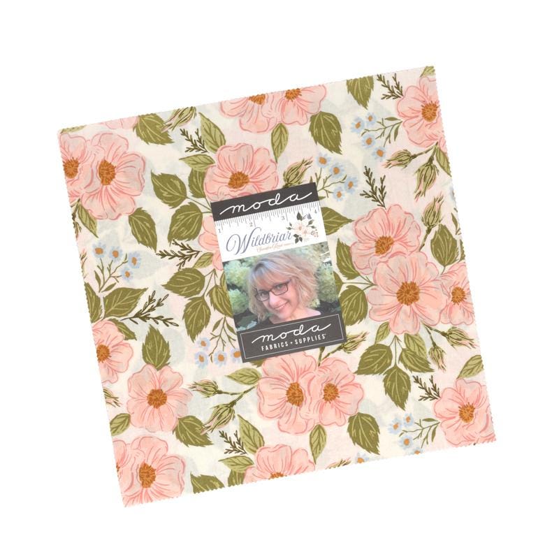 Wildbriar 10" Layer Cake, Moda 43220LC, 10" Precut Pink Blue Golden Brown Floral Fabric Squares, Sweetfire Road