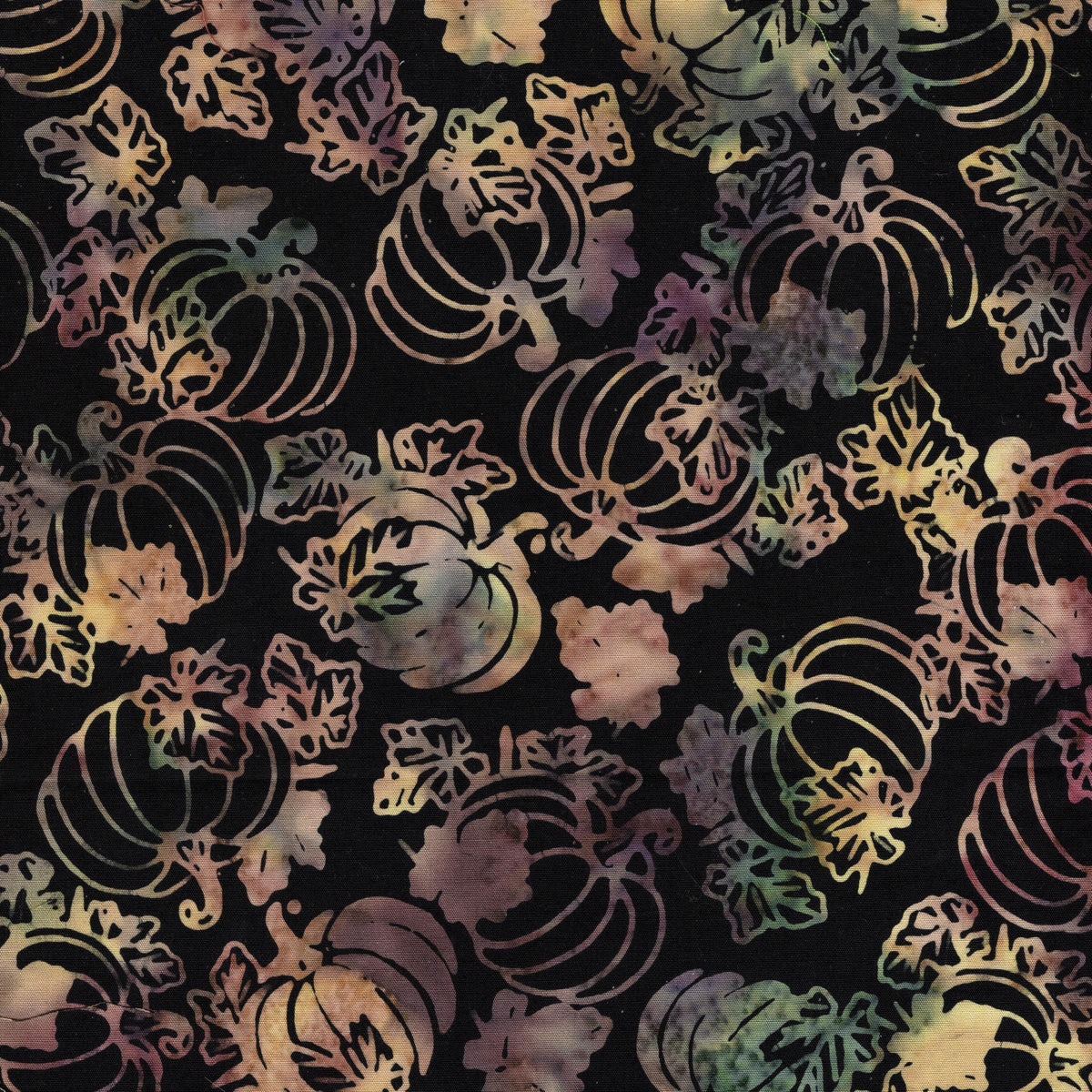 Woodland Warmth Autumn Fall 10" Stack, Island Batik, Precut 10" Tan Brown Black Pumpkins Leaves Autumn Batik Fabric Squares