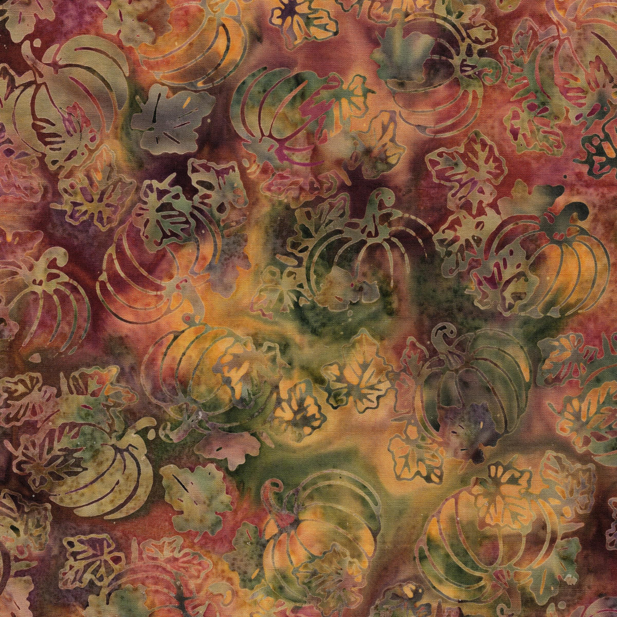 Woodland Warmth Autumn Fall 10" Stack, Island Batik, Precut 10" Tan Brown Black Pumpkins Leaves Autumn Batik Fabric Squares