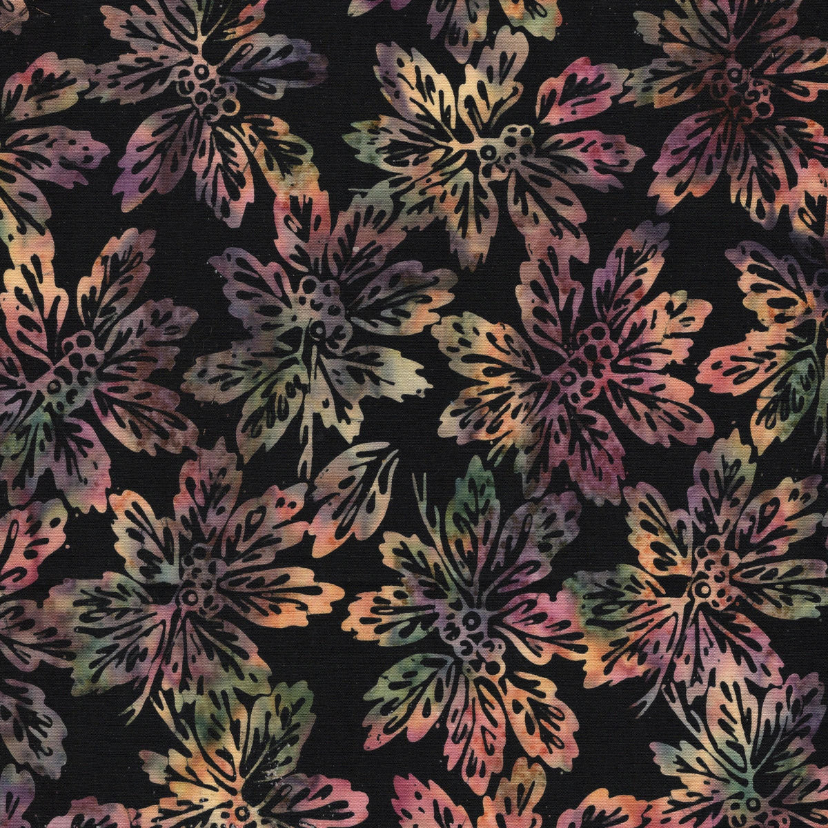 Woodland Warmth Autumn Fall 5" Stamp, Island Batik, Precut 5" Tan Brown Black Pumpkins Leaves Autumn Batik Fabric Charm Squares