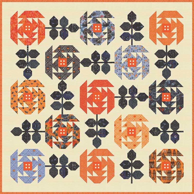 Pasadena Roses Quilt Pattern, Robin Pickens RPQPPR174, FQ Fat Quarter Friendly Rose Garden Flowers Lap Throw Quilt Pattern