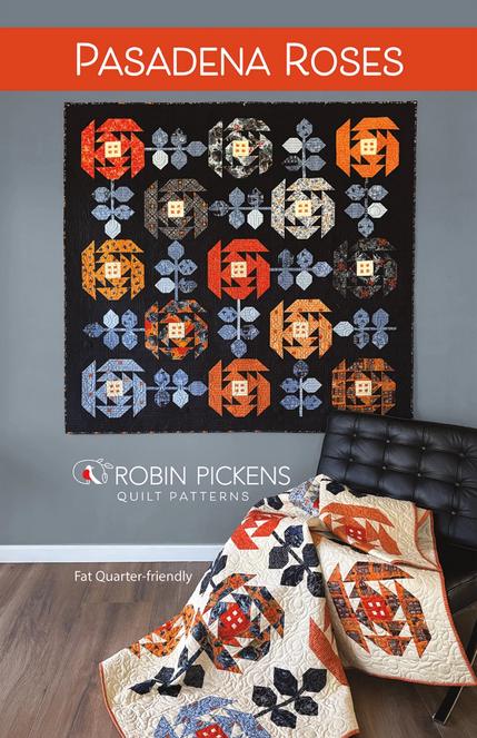 Pasadena Roses Quilt Pattern, Robin Pickens RPQPPR174, FQ Fat Quarter Friendly Rose Garden Flowers Lap Throw Quilt Pattern